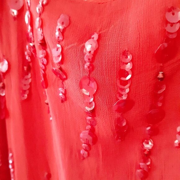 NWT Free People red fringe trim sequin embellished mini dress, XS - Picture 15 of 15